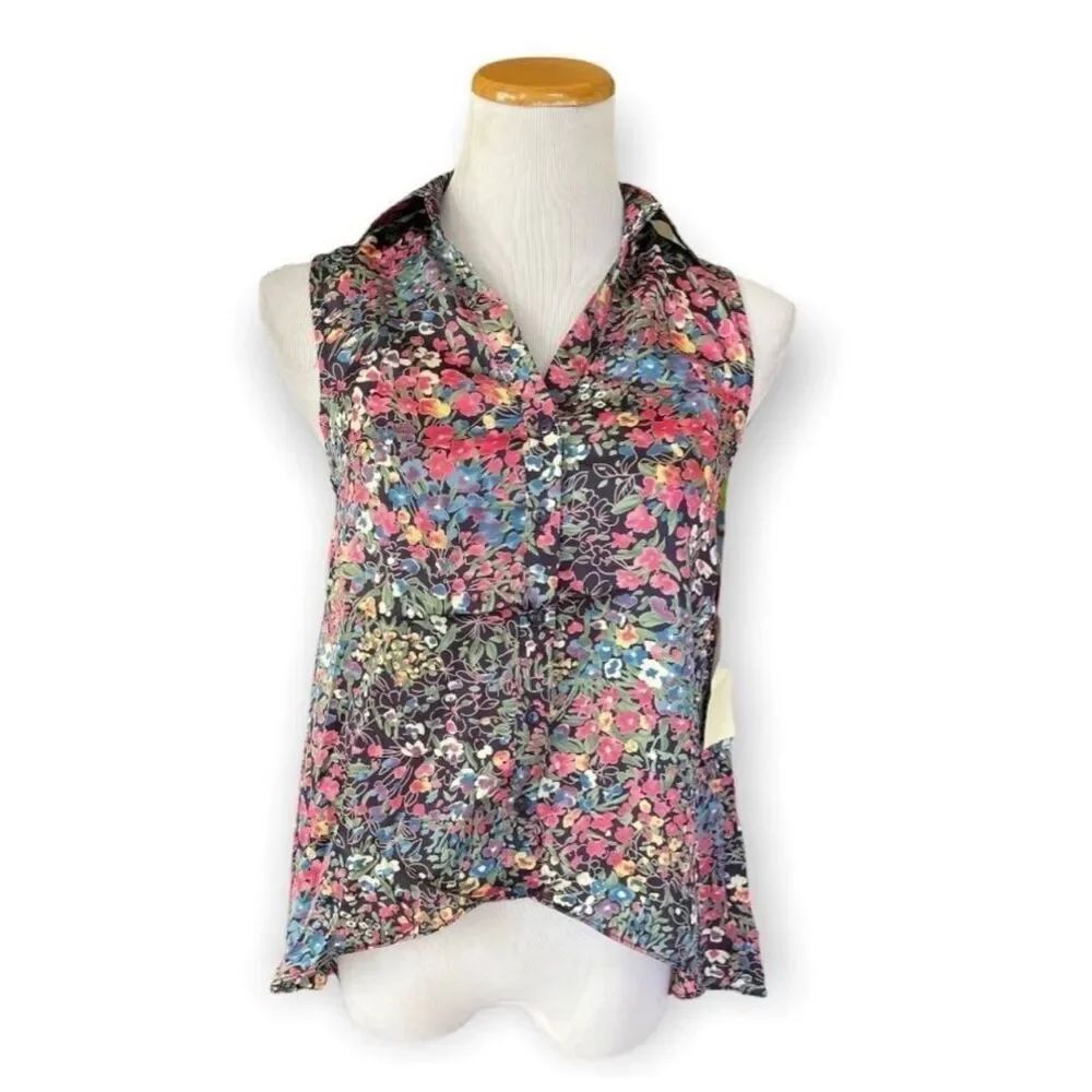 NWT Womens Hot & Delicious Floral Open Back Sleeveless Top - Sz S